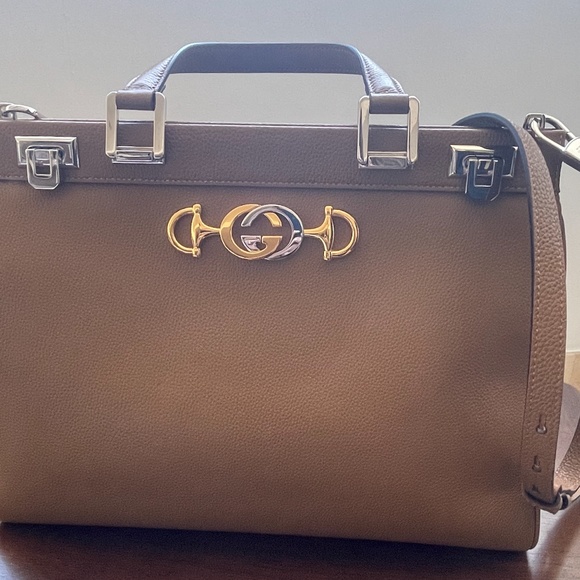 Gucci Horsebit Medium Zuki Interlocking Gg Top Beige Leather Shoulder Bag - Picture 3 of 13